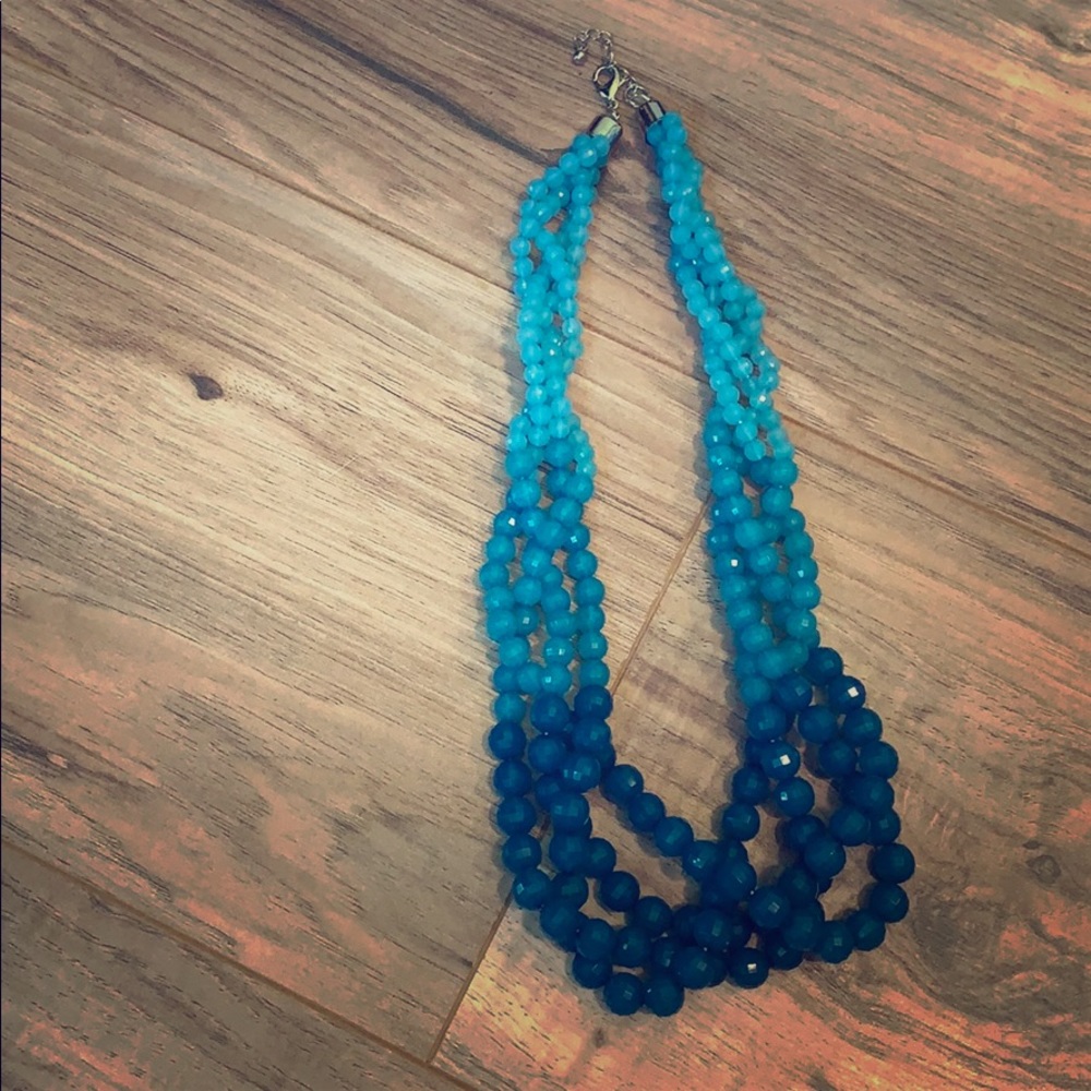 Blue cluster bead necklace.